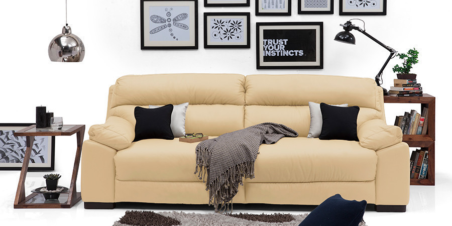 Thunder Leather Sofa (Cream)